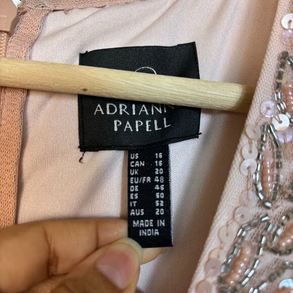 Adrianna Papell  Beaded Sequined Gown Size 16 Wedding Romantic Special Occasions - Picture 6 of 16